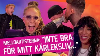 Melodifestivalen 2023 Melloartisterna spelar Mellodart  quotInte bra för mitt kärlekslivquot [upl. by Morena]