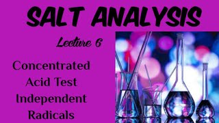 Salt AnalysisLecture 6Concentrated Acid TestTest for Independent Radicals [upl. by Azalea]