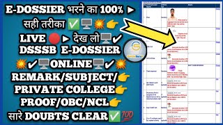 E Dossier 2024 Dsssb E dossier documents  dsssb e dossier processhow to upload e dossier in dsssb [upl. by Nnayrb]