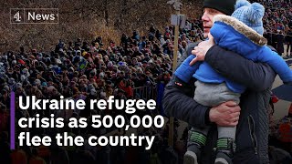 Refugee crisis as 500000 flee Ukraine after Russia invasion [upl. by Olshausen]