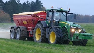 John Deere 8370R Spreading Lime w Bredal K165 Spreader  Danish Agriculture 2017  MBA Agro [upl. by Suirtimid721]