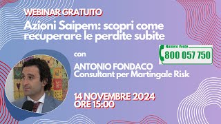 Webinar  Azioni Saipem scopri come recuperare le perdite subite [upl. by Nwahsan]