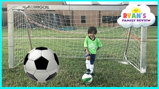 Family Fun Kids Outdoor Activities Ryan First Soccer Practice and First Game Highlights [upl. by Mieka]