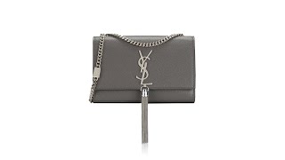 Saint Laurent Grain De Poudre Kate Tassel Small Shoulder Bag Grey [upl. by Hgielek]