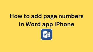 How to add page numbers in Word app iPhone [upl. by Donica]