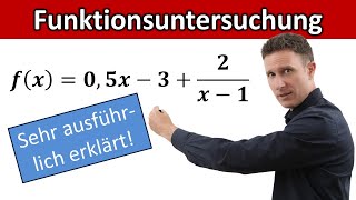 Funktionsuntersuchung gebrochenrational schräge Asymptote [upl. by Florella470]