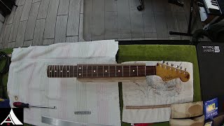 Stratocaster Fret Leveling Crowning Polishing [upl. by Ahcorb]