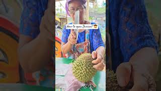 How To Open Durian The quotSmellyquot King Of Fruits thailandtravel thaiadventures islandlife [upl. by Sulamith]