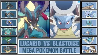 MEGA LUCARIO vs MEGA BLASTOISE  Mega Evolution Pokémon Battle [upl. by Brackely725]