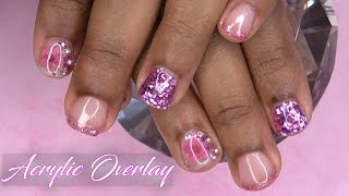 Acrylic Nails Tutorial  How to Acrylic Overlay on Natural Nails  Glitter Encapsulated Flowers [upl. by Leonhard928]