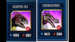 SCORPIOS REX VS CHROMASPINUS II Jurassic World The Game II Dinosaurs Game [upl. by Leiria]