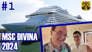 MSC Divina Pt1  Safe Cruise Parking Embarkation Loyalty Woes Interior Cabin Tour Beatles Show [upl. by Abagael]