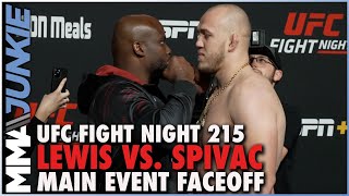 Derrick Lewis Crowds Serghei Spivac At UFC Fight Night 215 Final Faceoff [upl. by Onez]