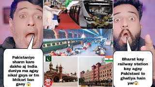 Indian Railway station Vs Pakistani Railway Station Comparison 2024  Pakistani Reacts [upl. by Aleekahs]