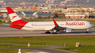 Austrian 767300 Business amp Economy Class from Boston 🇺🇸 to Vienna 🇦🇹  KM TV [upl. by Mozelle788]