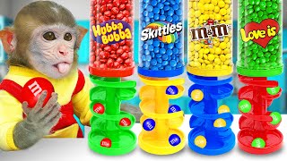 Bon Bon Monkey challenges with Yummy Candy Dispenser Vending Machine  JOA Animal [upl. by Cleve]