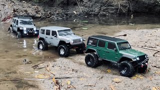 Scale trail crawling with the SCX10III Jeep Wranglers [upl. by Ez]