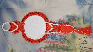 part 1 Macrame beautiful round shape mirror full tutorial  macrame heart shape mirror  wallhanging [upl. by Semaj]