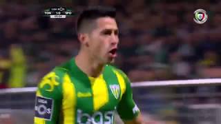 Goal  Golo Juan Delgado Tondela 10 Sporting Liga 1819 16 [upl. by Ahsitauq]