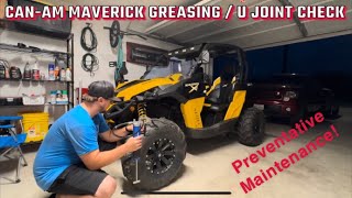 201217 CanAm Maverick UJoint Check amp Greasing  Bushing Greasing [upl. by Ariuqahs]