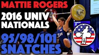 Mattie Rogers 69  95kg 98kg and 101kg Snatches Slow Motion 4k [upl. by Viccora]