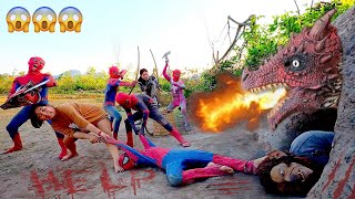 5 Brave SpiderMan Use Chainsaws Confront the Ferocious Fire Dragon to Save the Little Spiderman [upl. by Evslin832]