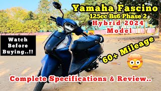 🔥Yamaha Fascino 125cc BS6 Phase 2 Hybrid 2024 Model  Full Specifications amp Review PrabaSpec Tamil [upl. by Asirralc868]