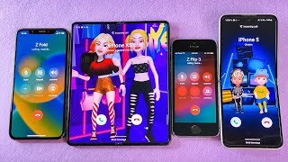 Samsung Z Fold 3  Z Flip 3 VS iPhone XS  iPhone 5S Outgoing call amp Incoming call [upl. by Soloman]