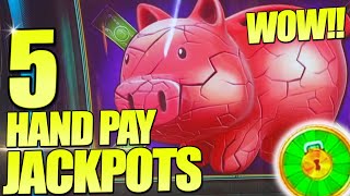 Fantastic 5 Hand Pay Jackpots On Superlock Piggy Bankin Slot Machine [upl. by Yeslah101]