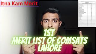 1st Merit List Of Comsats University Lahore Campus  Life At Comsats University Islamabad [upl. by Lassiter]