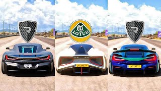 FH5 DRAG RACE RIMAC TWO Vs LOTUS EVIJA Vs RIMAC NEVERA [upl. by Hbahsur]