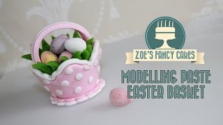 Modelling paste Easter basket cake topper for mini eggs fondant cake decorating tutorials [upl. by Akcirred370]