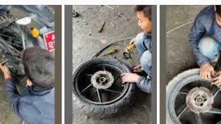 TYRE CHANGE APACHE🔥🔥 RTR 160 4V⚡️💧☄️ 1407017 [upl. by Aihsyn]