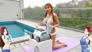 Swimming with a Pool Cleaning Robot🏊‍♀️🤖 The Ofuzzi Cyber 1200 Pro [upl. by Acnaiv]