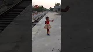 Girl dancing railway tracks high speedtrain shortsfeed [upl. by Enaffit]