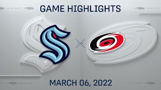 NHL Highlights  Kraken vs Hurricanes  Mar 6 2022 [upl. by Oidale]