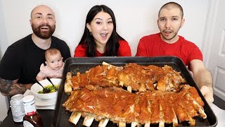 FallOfftheBone Pork Ribs Mukbang 🍖 Ft Nikocado Avocado [upl. by Noryb]