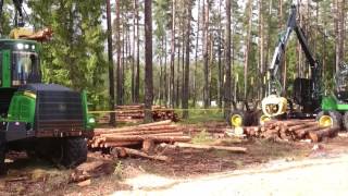 John Deere 1510e Forwarder loading Elmia Wood 2017 [upl. by Dimond]