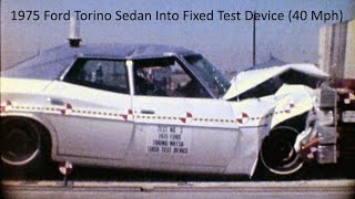 1975 Ford Torino Sedan FullOverlap Frontal Impact into Fixed Test Device 40 Mph [upl. by Eniluqcaj801]