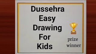 Dussehra DrawingVijayadashami poster making drawingDussehra easy drawing for kidsDussehra poster [upl. by Cybill669]