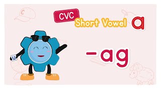 CVC Words and Blending  Short Vowel a  Step 1  ag Word Family  Onsets and Rimes  Phonics Kids [upl. by Brightman]