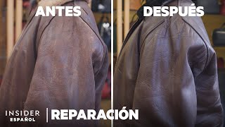 Cómo se lleva a cabo la restauración de una chaqueta de cuero de 1500  Reparación [upl. by Anyzratak]