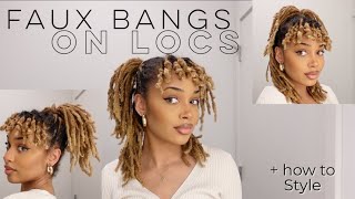 How to do Faux Bangs on Locs  6 Ways to Style No Retwist Needed  with Time Stamps [upl. by Aerdnaek]