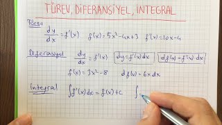 Türev Diferansiyel İntegral Kavramları [upl. by Atoel945]