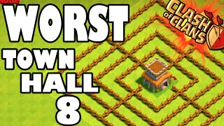 quotWORLDS WORST TOWN HALL 8quot  Clash of Clans  GEMMING NEW BARRACKS  WALLS This Base Sucks Ass [upl. by Natanhoj]