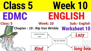 EDMC Class 5 English Week 10 Worksheet 10 अंग्रेज़ी सप्ताह 10 Ch10 The Rip Van Winkle with solution [upl. by Ryhpez]