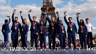 US figure skating team receives 2022 Beijing gold at the Paris Olympics  NBC Sports [upl. by Ardyth620]