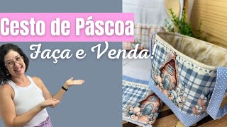 Como fazer um cesto Páscoa de tecido utilizando painel de barrado para pano de prato [upl. by Googins]