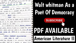 Walt Whitman As A Poet Of Democracy [upl. by Nalat655]