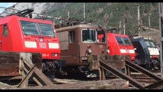 Bahnverkehr in Wassen und Erstfeld Gotthard 032012 [upl. by Toft926]